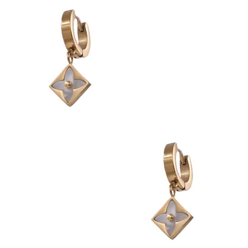 Stainless Steel Gold Flower Huggie Earrings 25$